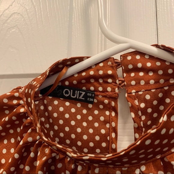 QUIZ Rusty Orange Polka Dot Blouse - US 4 - Picture 2 of 5